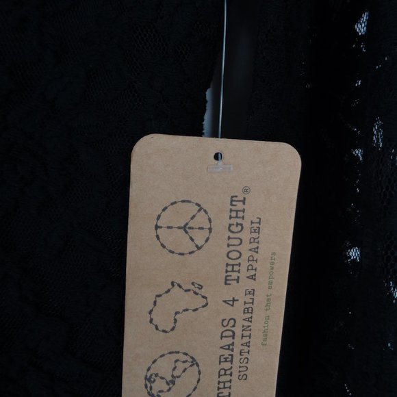 Threads 4 Thought Black Lace Bodycon Dress Sustainable, Organic Cotton - Picture 7 of 7